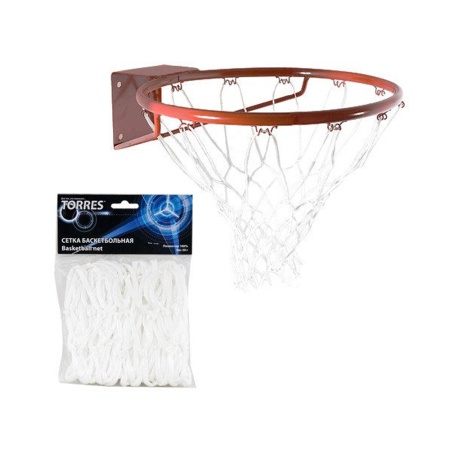 Купить Сетка баскетбольная Torres, нить 4 мм, белая в Фурманове 